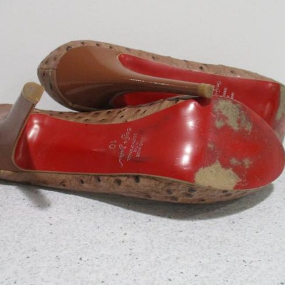 *Sergio Zelcer Coral Pink Ostrich Pattern Red Soles - Picture 6 of 6